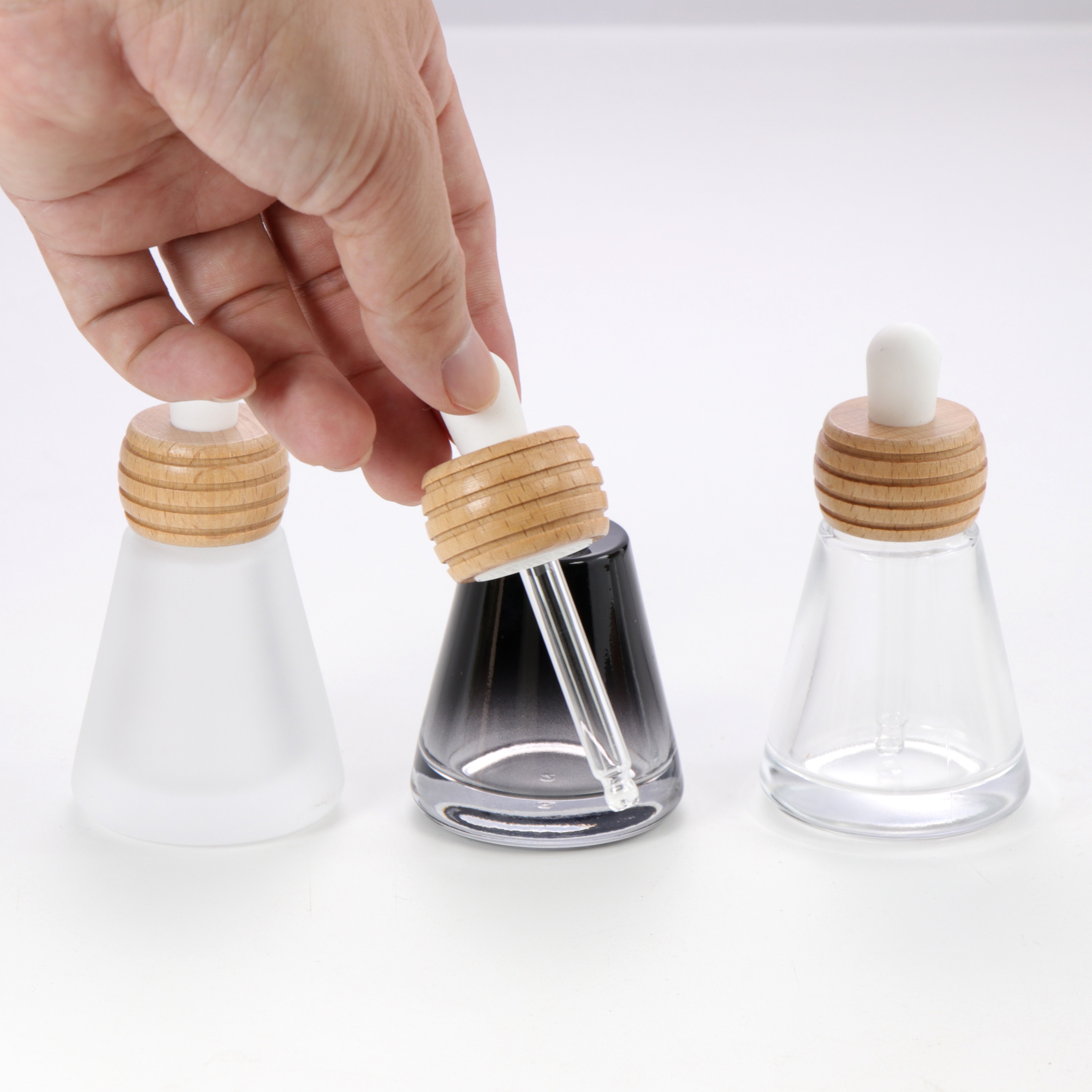 Refillable White clear Glass Dropper Bottles 15ml-100ml with Screw Caps for Cosmetic Serum & Lotion Travel Use