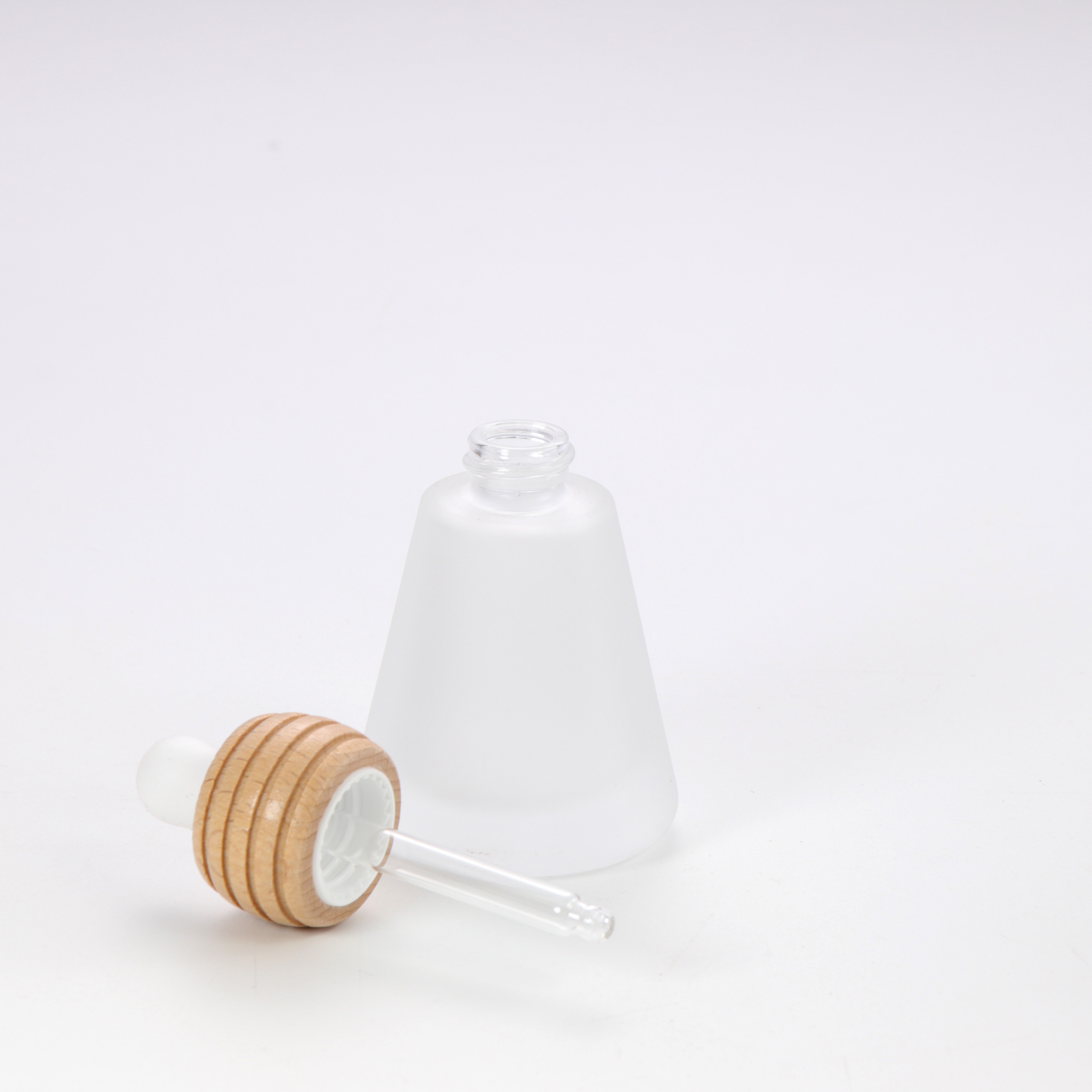 High Quality Supplier Factory Printing Frosted clear Glass 10ml Empty Essential Oil Bottle with Bamboo Cap Dropper
