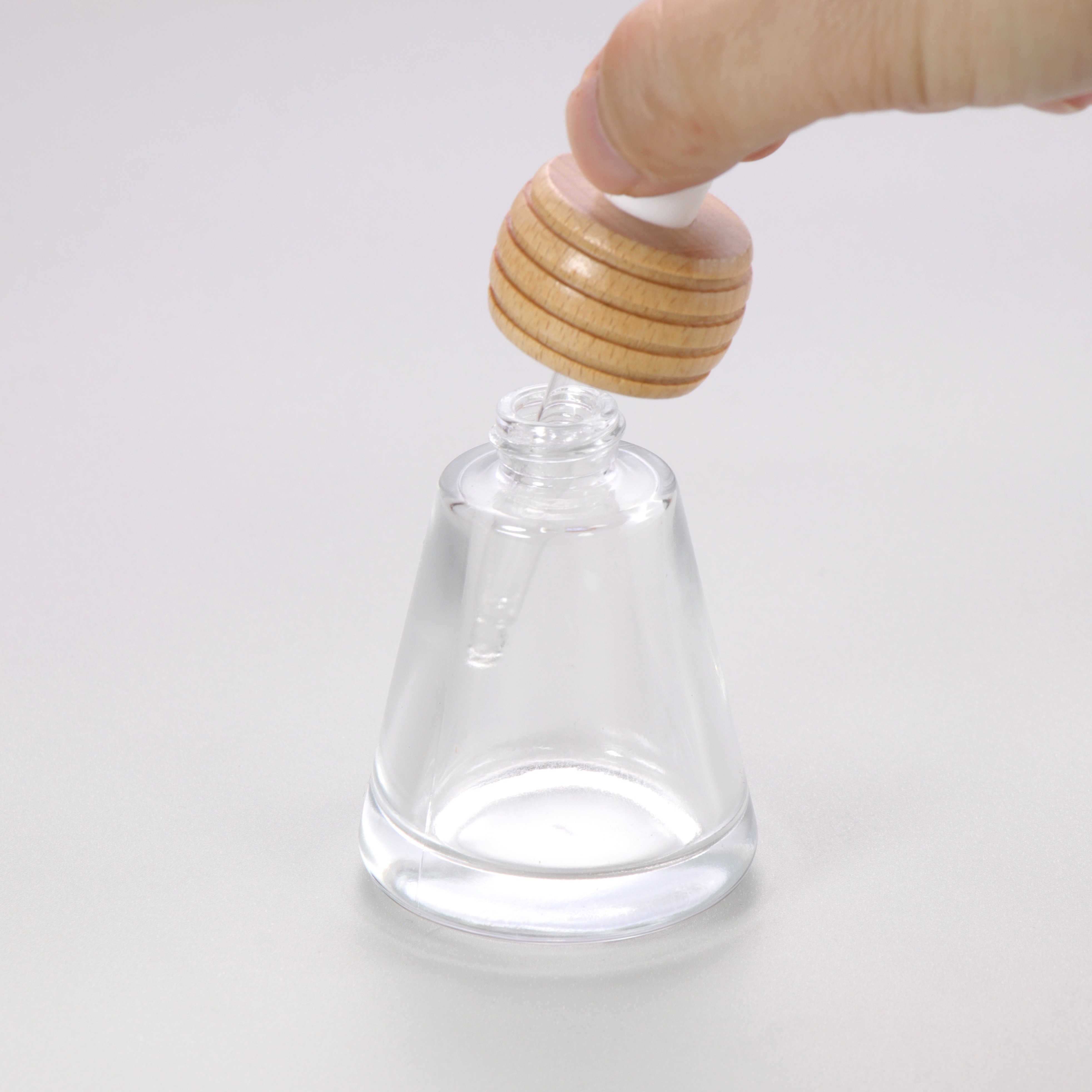 High Quality Supplier Factory Printing Frosted clear Glass 10ml Empty Essential Oil Bottle with Bamboo Cap Dropper