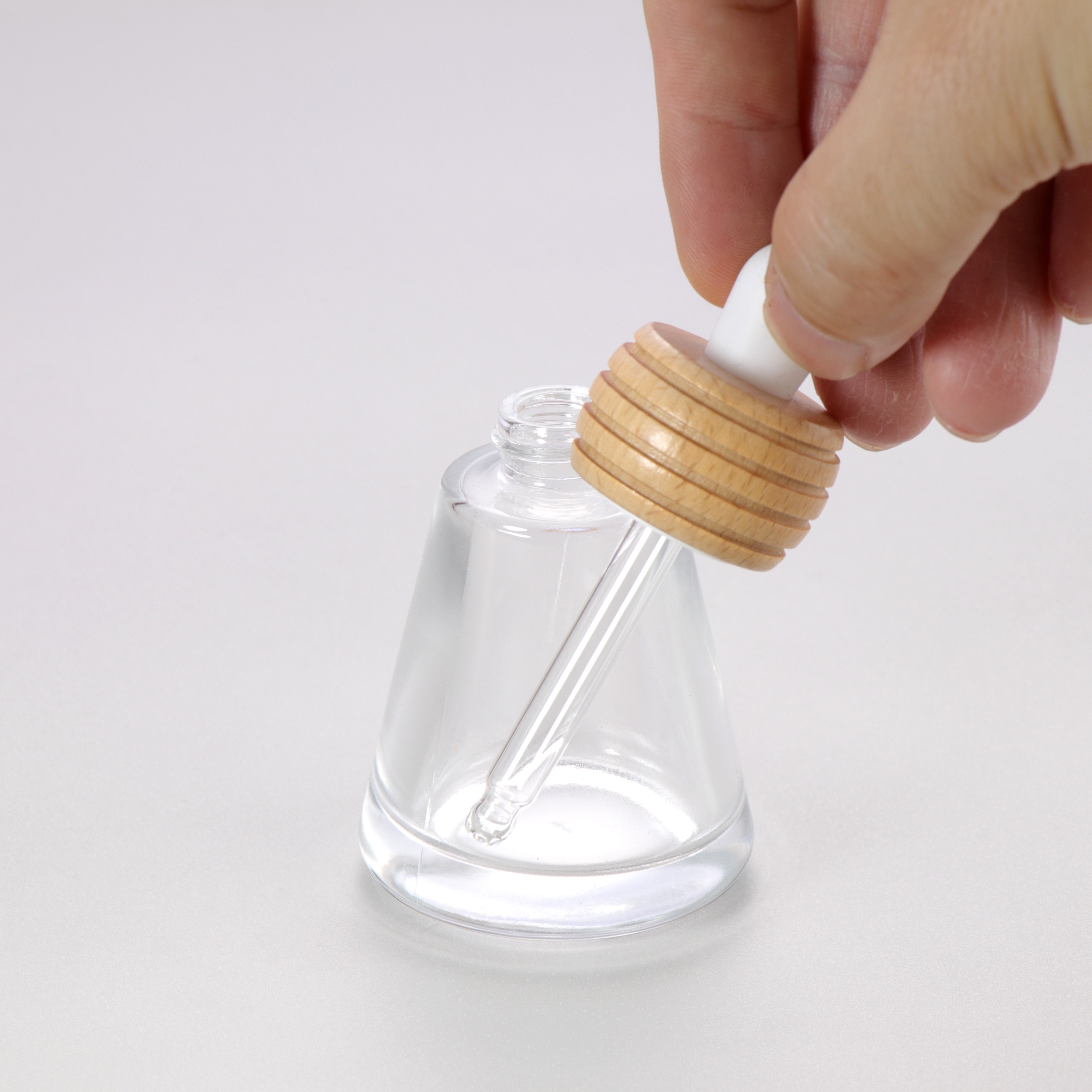 High Quality Supplier Factory Printing Frosted clear Glass 10ml Empty Essential Oil Bottle with Bamboo Cap Dropper