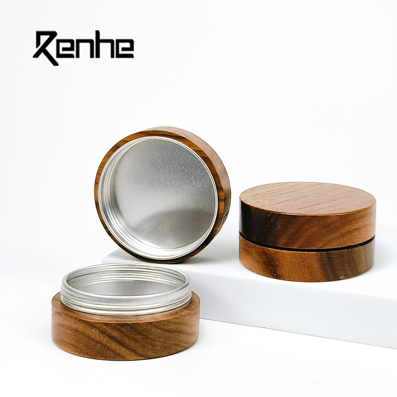 Custom 10g 15g 30g 50g Cosmetics Packaging Luxury Black Walnut Aluminum Face Cream Jar Screw Cap