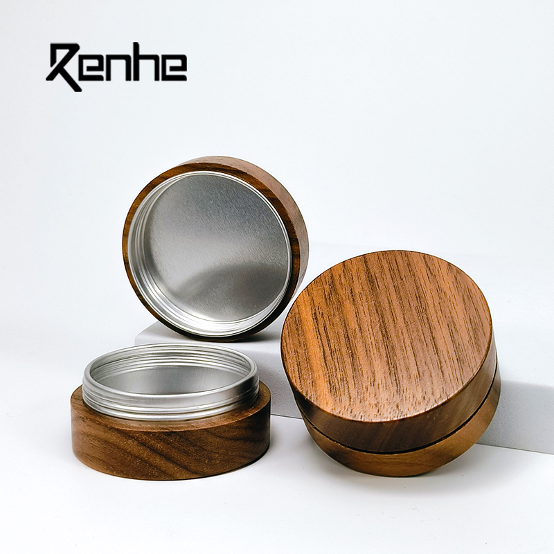 Eco Friendly Custom Luxury Walnut Wood Aluminum Cosmetic Jars for Eye Cream Skin Carem Jar Refillable Eco Friendly Custom Luxury Walnut Wood Aluminum Cosmetic Jars for Eye Cream Skin Carem Jar Refillable