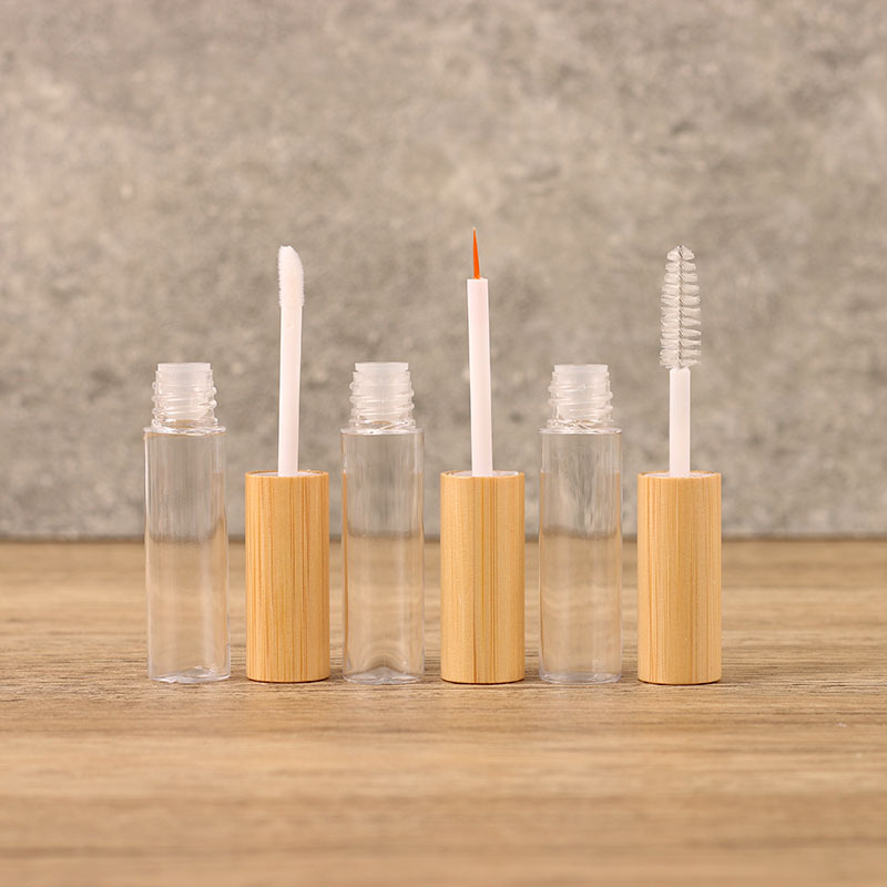 Custom Eyeliner Mascara Tube Empty 10ml Liquid Eyelinder Glass Bottle with Bamboo Cap