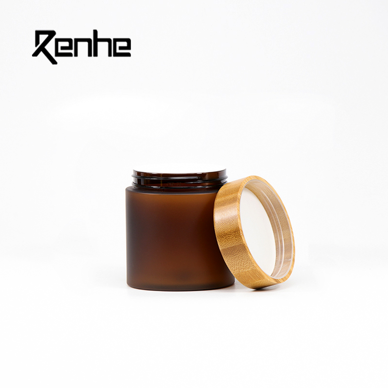 Amber PET Plastic Cream Jar with Bamboo Lid Eco-friendly Cosmetic Personal Care Packing Boxes Amber PET Plastic Cream Jar with Bamboo Lid Eco-friendly Cosmetic Personal Care Packing Boxes