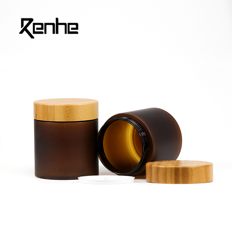 Amber PET Plastic Cream Jar with Bamboo Lid Eco-friendly Cosmetic Personal Care Packing Boxes Amber PET Plastic Cream Jar with Bamboo Lid Eco-friendly Cosmetic Personal Care Packing Boxes