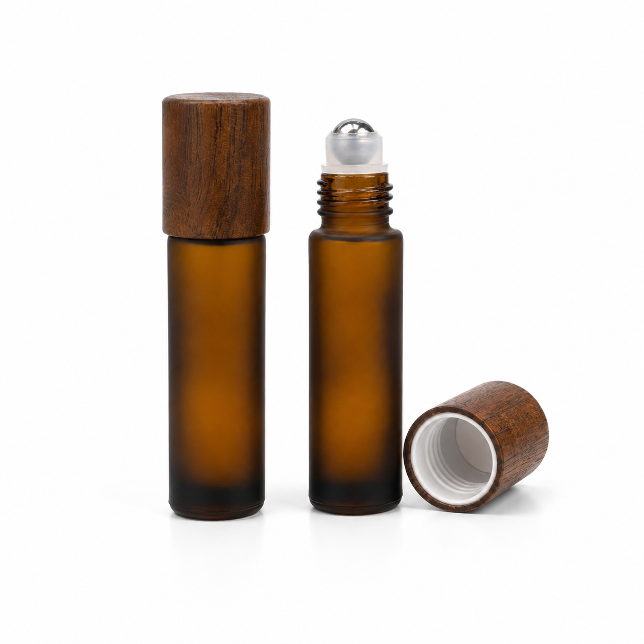 Amber Glass Roller Bottle 5ml 10ml with Magnetic Black Walnut Wooden Cap Custom Logo Essential Oil Skincare Packaging Container Amber Glass Roller Bottle 5ml 10ml with Magnetic Black Walnut Wooden Cap Custom Logo Essential Oil Skincare Packaging Container