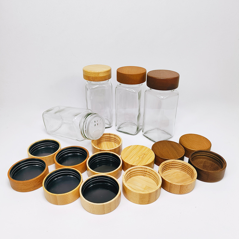 Wholesale Custom Square Glass Spice Jar with Bamboo Lid Refillable Salt Pepper Seasoning Bottle Kitchen Storage Container Wholesale Custom Square Glass Spice Jar with Bamboo Lid Refillable Salt Pepper Seasoning Bottle Kitchen Storage Container