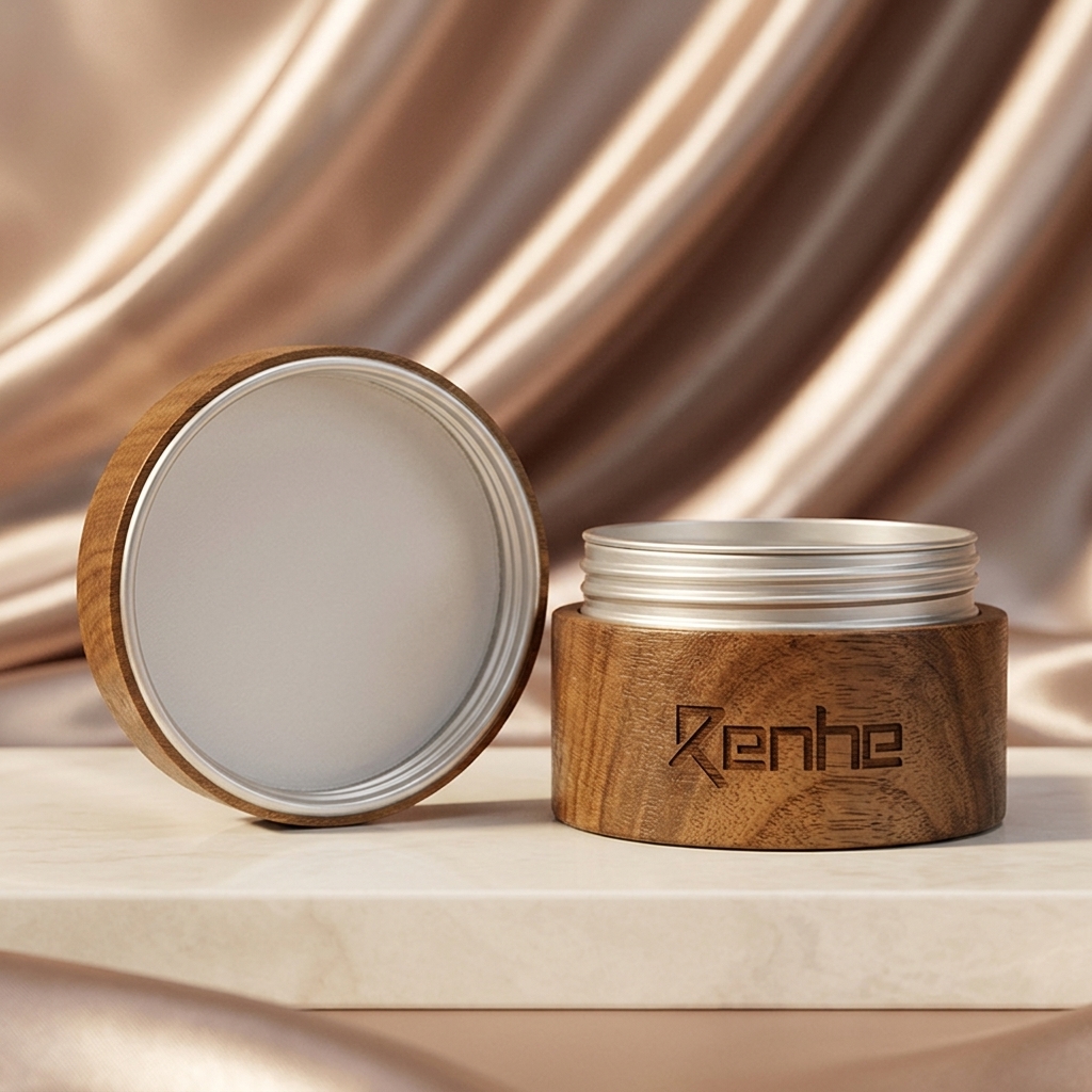 Custom Walnut Wood Aluminum Cosmetic Jar Empty Cream Container Refillable Skincare Packaging with Custom Logo Custom Walnut Wood Aluminum Cosmetic Jar Empty Cream Container Refillable Skincare Packaging with Custom Logo