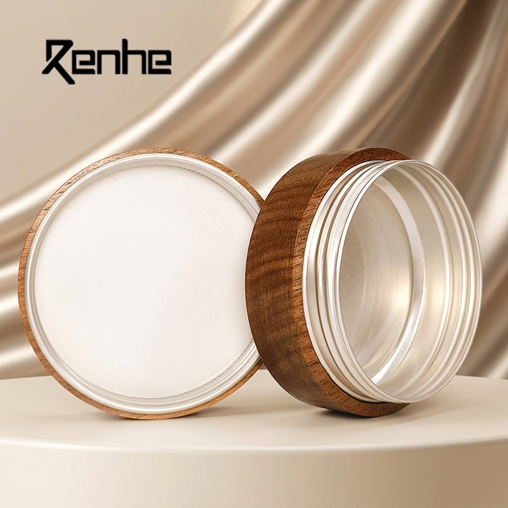 Custom Walnut Wood Aluminum Cosmetic Jar Empty Cream Container Refillable Skincare Packaging with Custom Logo Custom Walnut Wood Aluminum Cosmetic Jar Empty Cream Container Refillable Skincare Packaging with Custom Logo