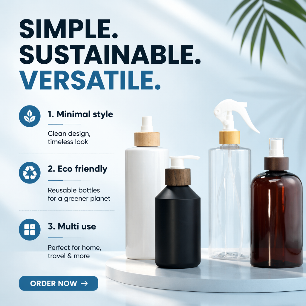 Empty Hair Oil Conditioner Shampoo Packaging 60 120 250 500ml Amber Plastic Cosmetic Plastic Bottle with 24/410 Bamboo Pump