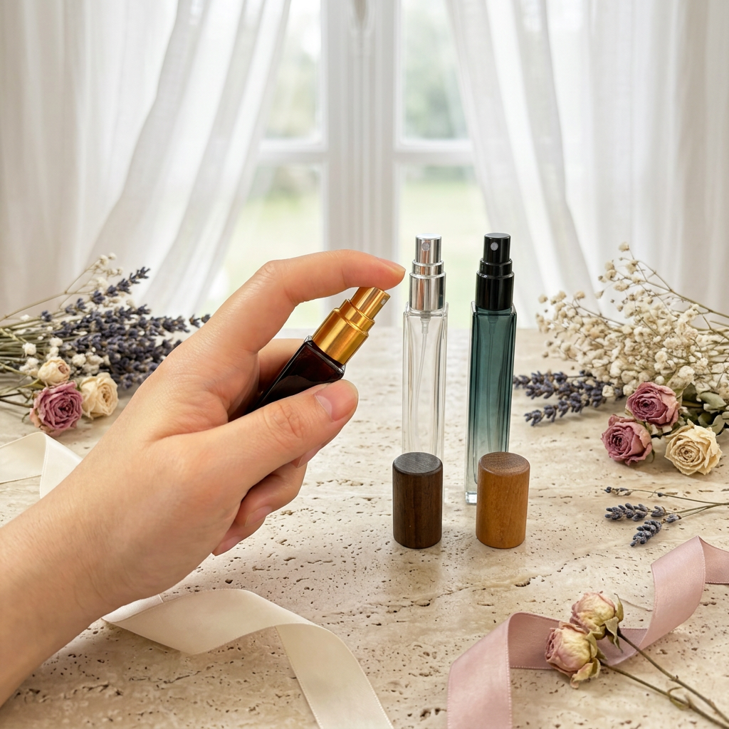 Luxury Square Glass Perfume Spray Bottle with Wooden Cap Refillable Fragrance Atomizer Custom Cosmetic Packaging OEM ODM Luxury Square Glass Perfume Spray Bottle with Wooden Cap Refillable Fragrance Atomizer Custom Cosmetic Packaging OEM ODM