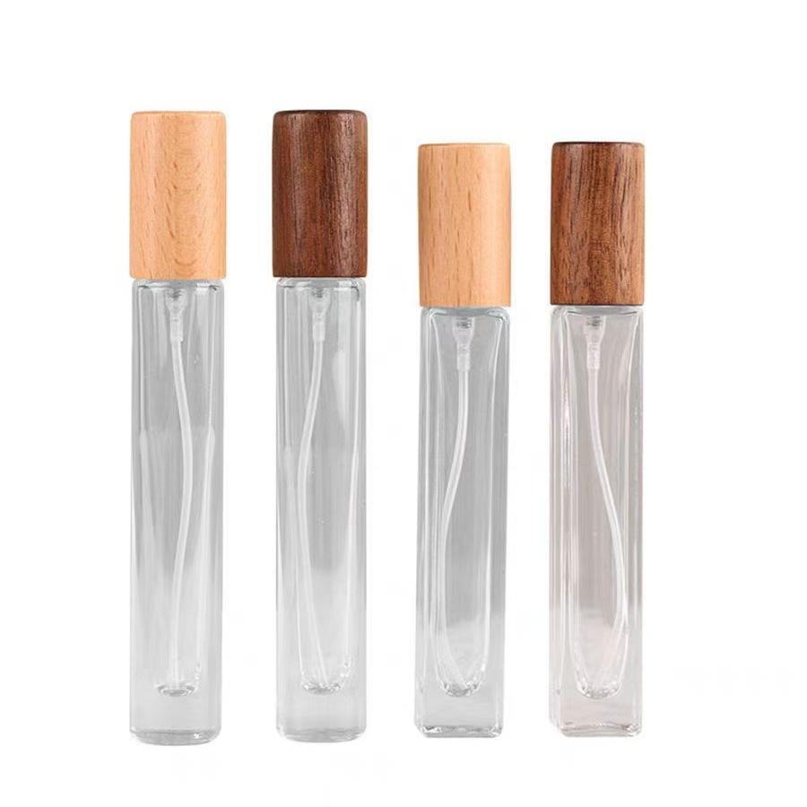 Luxury Square Glass Perfume Spray Bottle with Wooden Cap Refillable Fragrance Atomizer Custom Cosmetic Packaging OEM ODM Luxury Square Glass Perfume Spray Bottle with Wooden Cap Refillable Fragrance Atomizer Custom Cosmetic Packaging OEM ODM