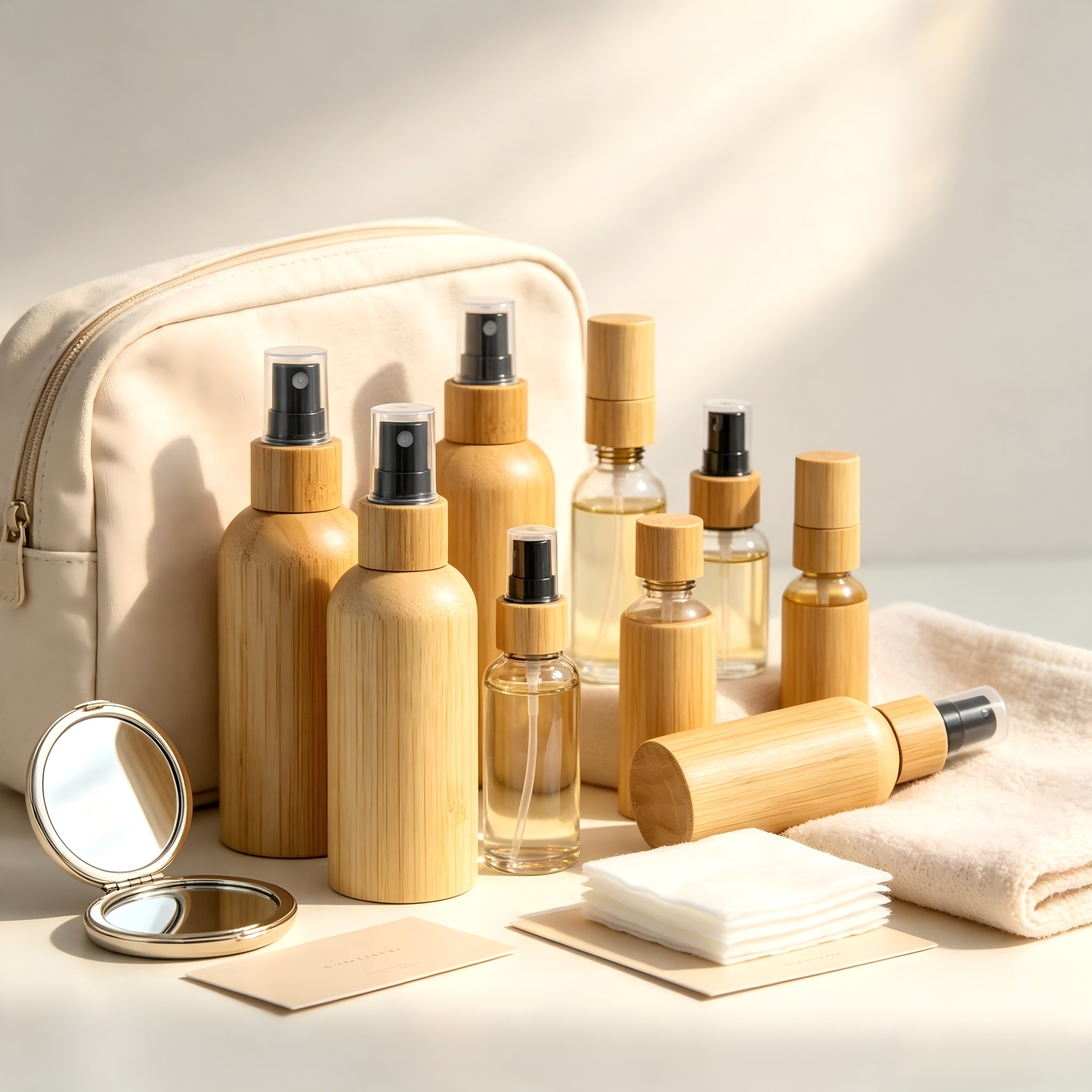 Eco Biodegradable Sustainable Cosmetic Vial Leakproof Travel Liquid Container Bamboo Cap Glass Aromatherapy Mist Bottle Eco Biodegradable Sustainable Cosmetic Vial Leakproof Travel Liquid Container Bamboo Cap Glass Aromatherapy Mist Bottle