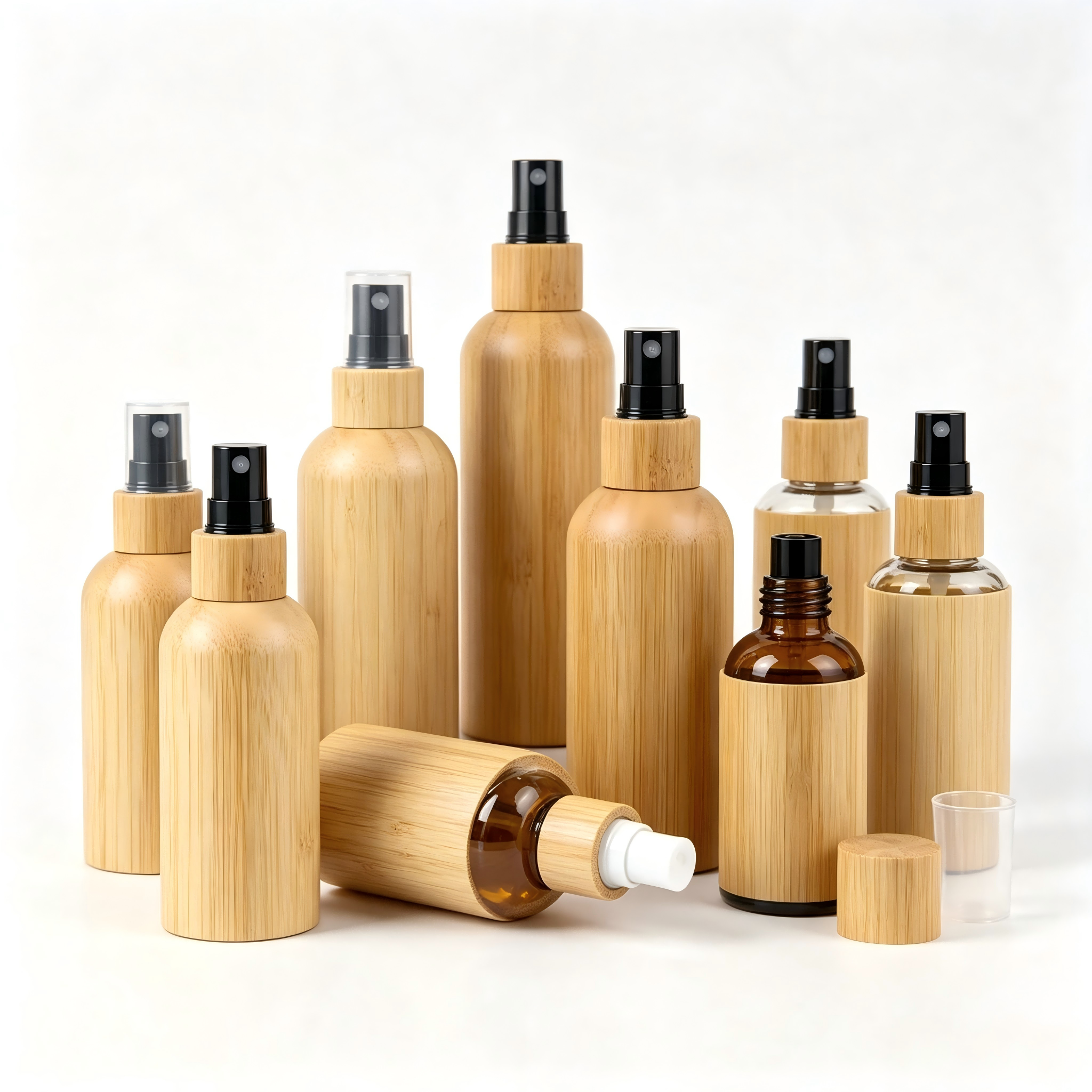 Eco Biodegradable Sustainable Cosmetic Vial Leakproof Travel Liquid Container Bamboo Cap Glass Aromatherapy Mist Bottle Eco Biodegradable Sustainable Cosmetic Vial Leakproof Travel Liquid Container Bamboo Cap Glass Aromatherapy Mist Bottle