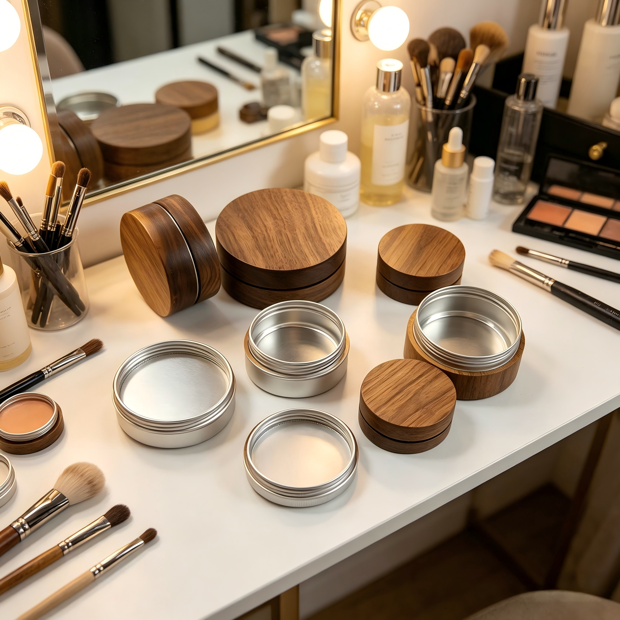 Wholesale Custom Logo Cosmetic Jar Luxury Creme Container Bamboo Cream Jar 100G Black Walnut Wood Aluminum Jar Wholesale Custom Logo Cosmetic Jar Luxury Creme Container Bamboo Cream Jar 100G Black Walnut Wood Aluminum Jar