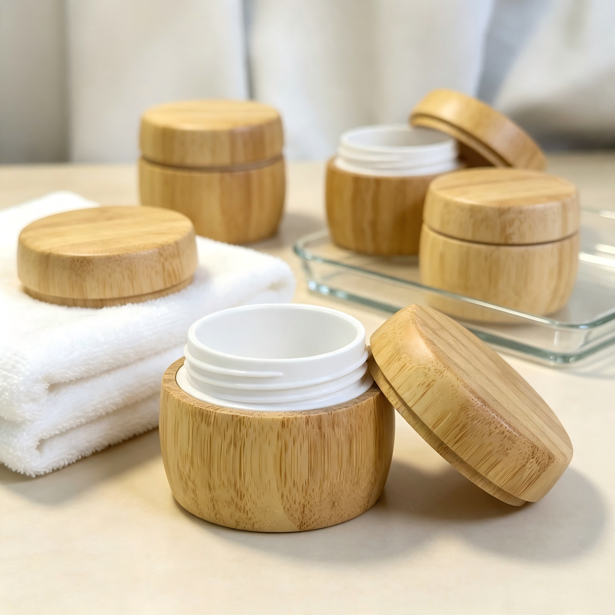 Wooden Bamboo Jar Hot Selling Container Recycled Bamboo Packaging Unique Design Cosmetic 50g Bamboo Cosmetic Cream Jar Wooden Bamboo Jar Hot Selling Container Recycled Bamboo Packaging Unique Design Cosmetic 50g Bamboo Cosmetic Cream Jar