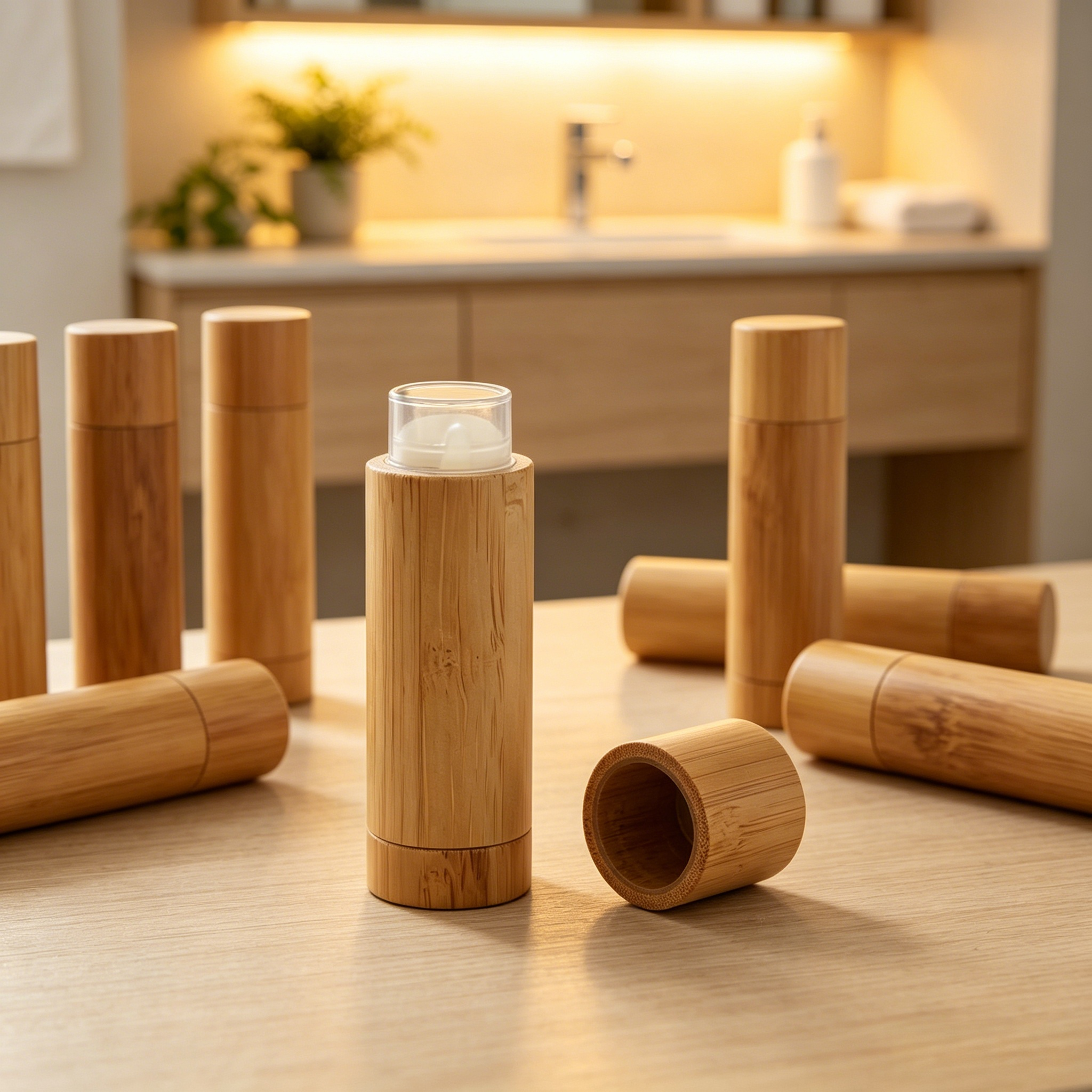 Sustainable Cosmetic Beauty Packaging Supplier 5ml 5g Premium Empty Tube Bamboo Lipstick