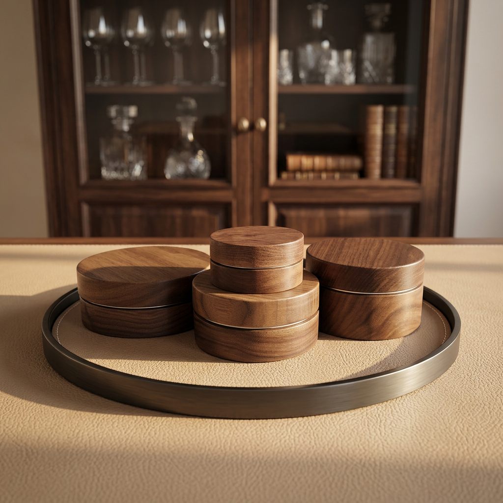 Airtight Premium Packaging Luxury Walnut Wood Aluminum Cosmetic Jar Bamboo Cream Jar for Face Cream Serum