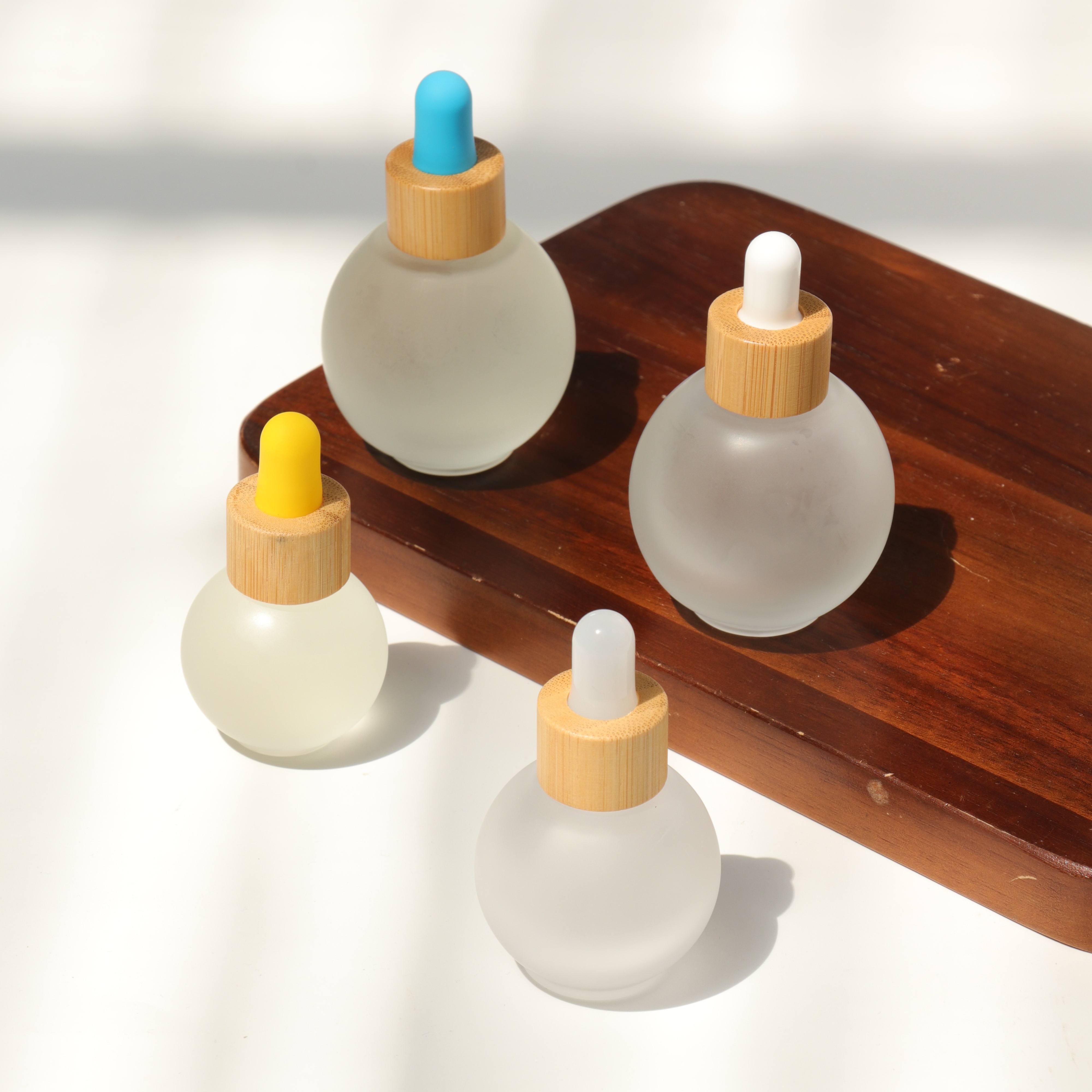 Glass Dropper Bottle with Bamboo Lid Custom Logo Serum Ball - Shaped Glass Dropper Bottles Aromatherapy Spa Diy Dropper Bottle Glass Dropper Bottle with Bamboo Lid Custom Logo Serum Ball - Shaped Glass Dropper Bottles Aromatherapy Spa Diy Dropper Bottle