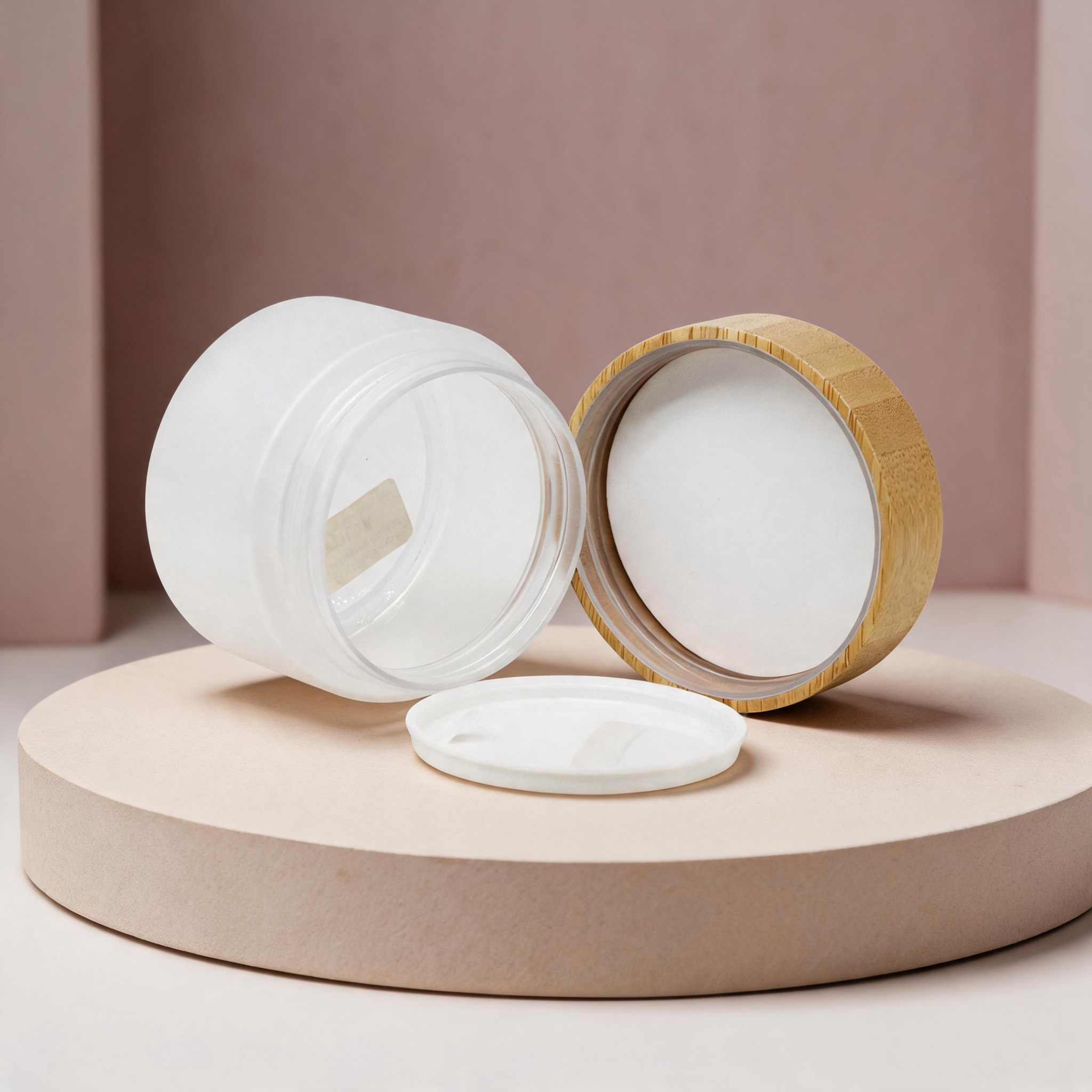 Hot selling product PET Cosmetic Jar with Bamboo Lid Leak Proof Custom Logo Hot selling product PET Cosmetic Jar with Bamboo Lid Leak Proof Custom Logo