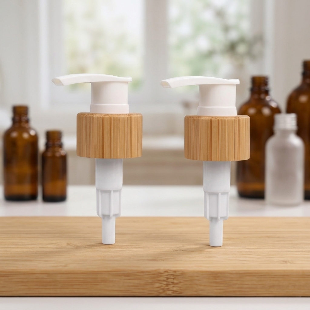 Custom 24/410 28/410 Bamboo Lotion Pump for Shampoo Lotion Bottle Shower Gel Cosmetic Packaging Wholesale Supplier