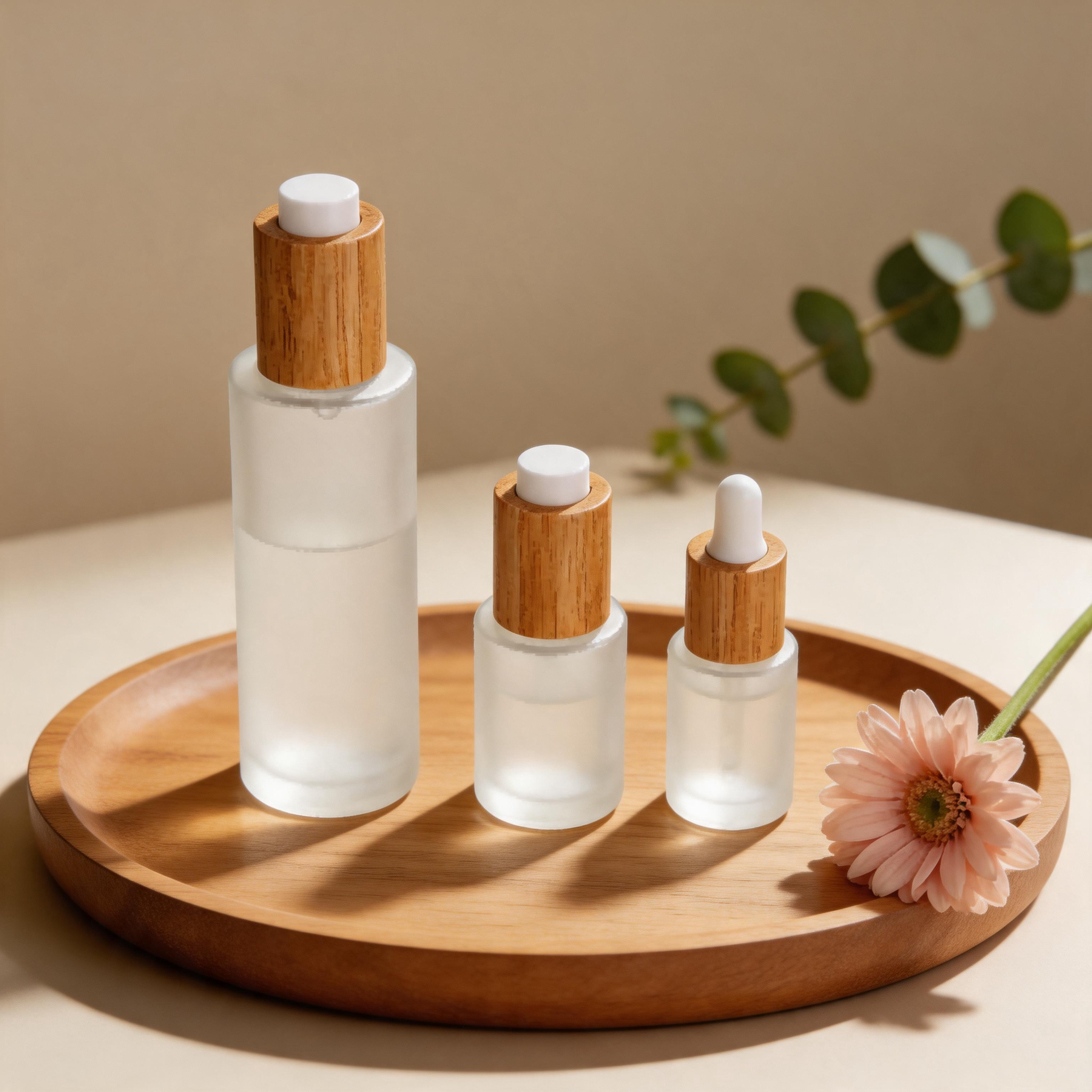 Bamboo Collar Glass Dropper Bottle for Skincare Oil & Serum Packaging Bamboo Collar Glass Dropper Bottle for Skincare Oil & Serum Packaging