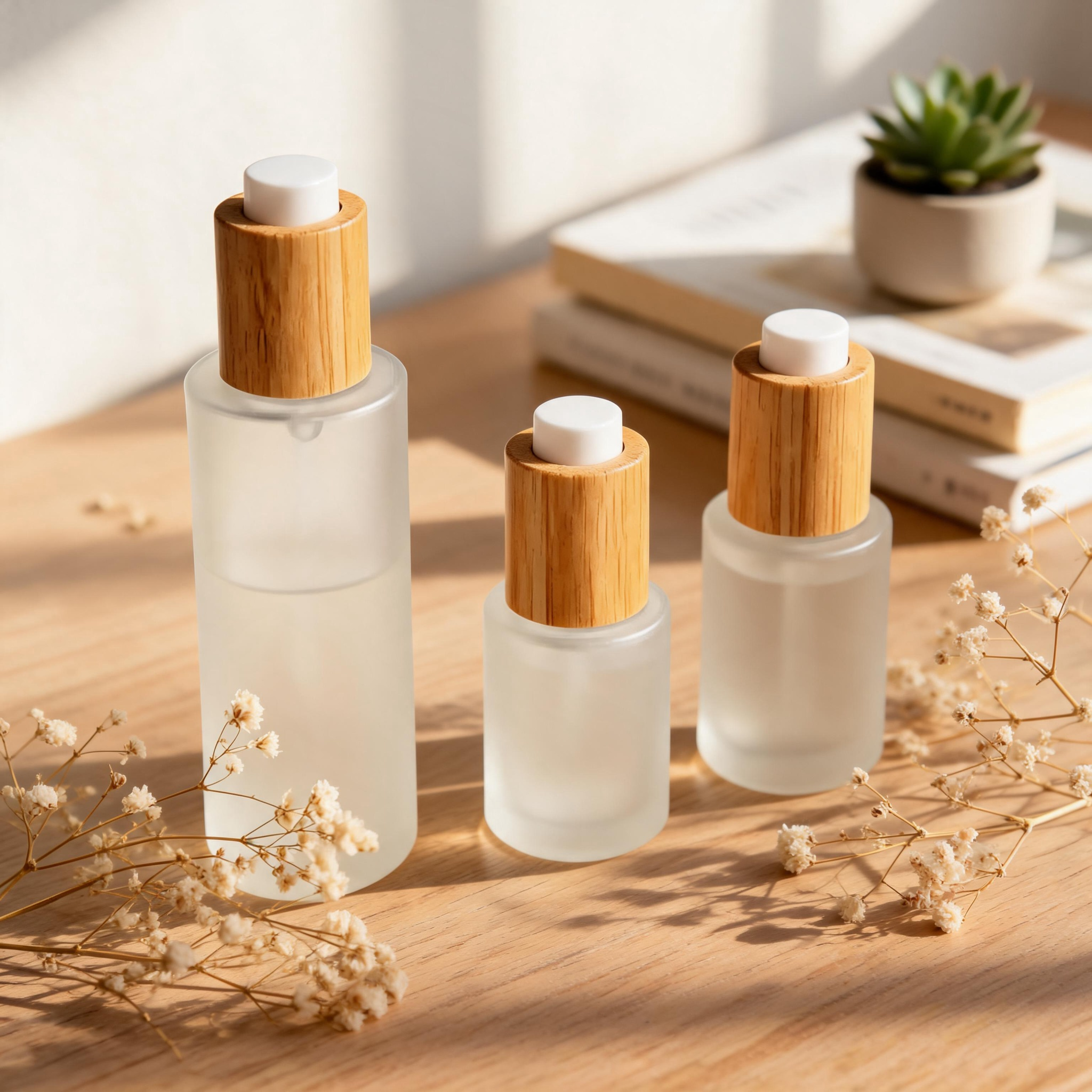 Bamboo Collar Glass Dropper Bottle for Skincare Oil & Serum Packaging Bamboo Collar Glass Dropper Bottle for Skincare Oil & Serum Packaging