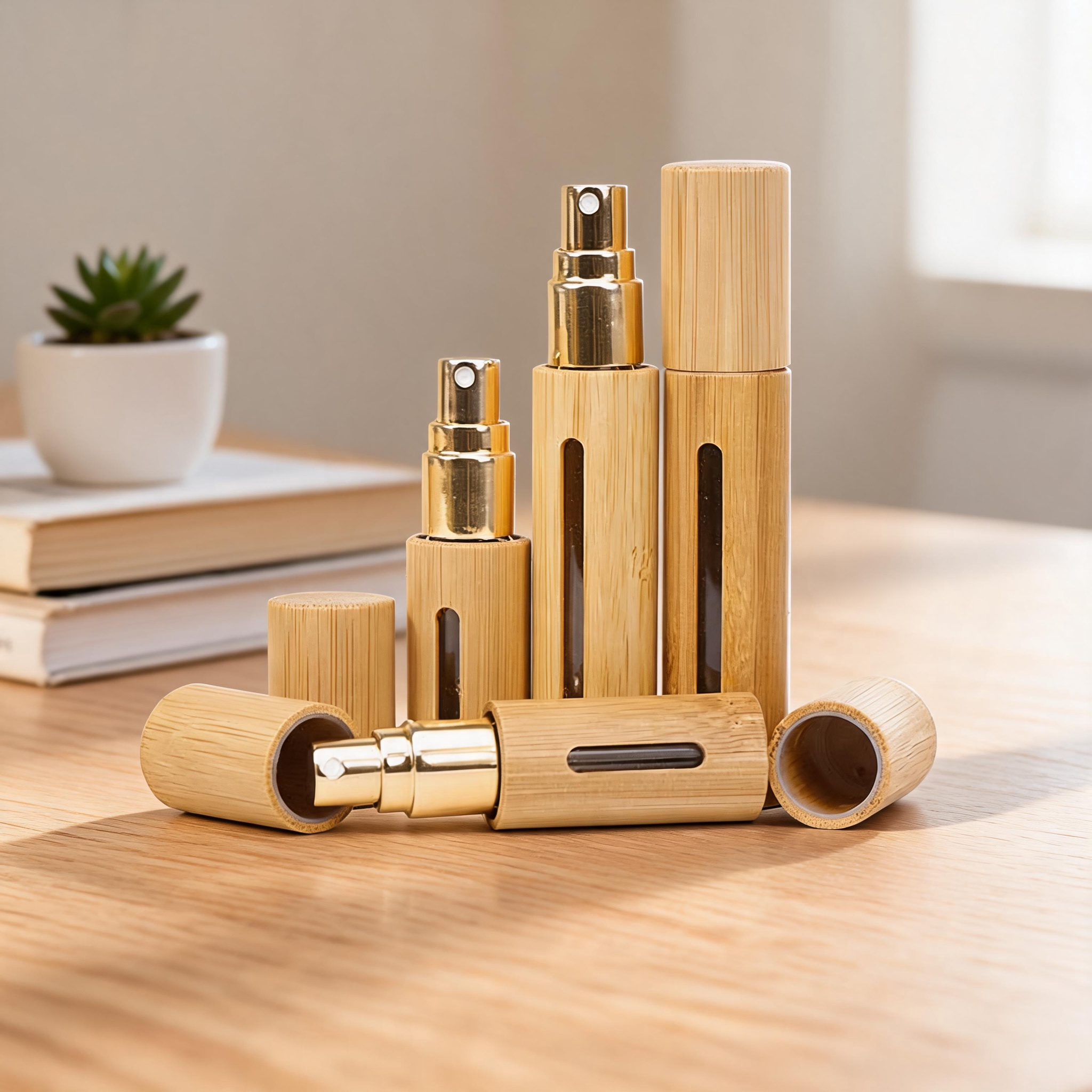 High - Efficiency Refillable Bamboo Perfume Bottle with Refillable Design Bedroom Office Outdoor Perfume Bottle