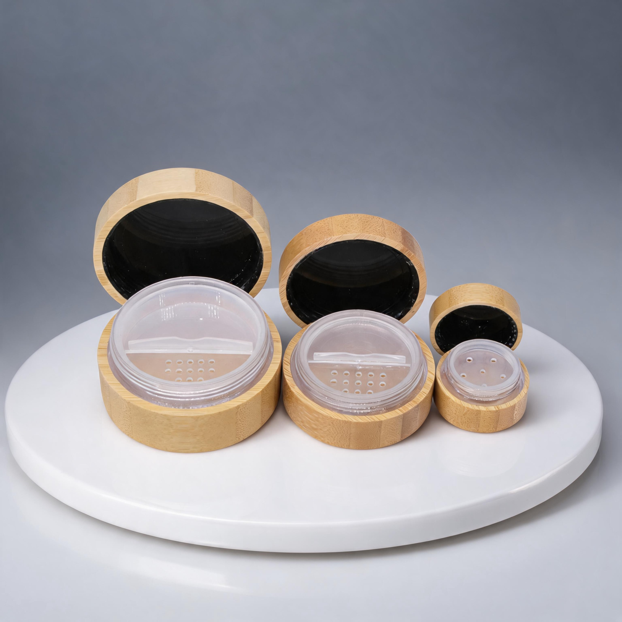 10g/20g Empty Loose Powder Container (includes puff and sifter) – suitable for vanity use and travel. 10g/20g Empty Loose Powder Container (includes puff and sifter) – suitable for vanity use and travel.