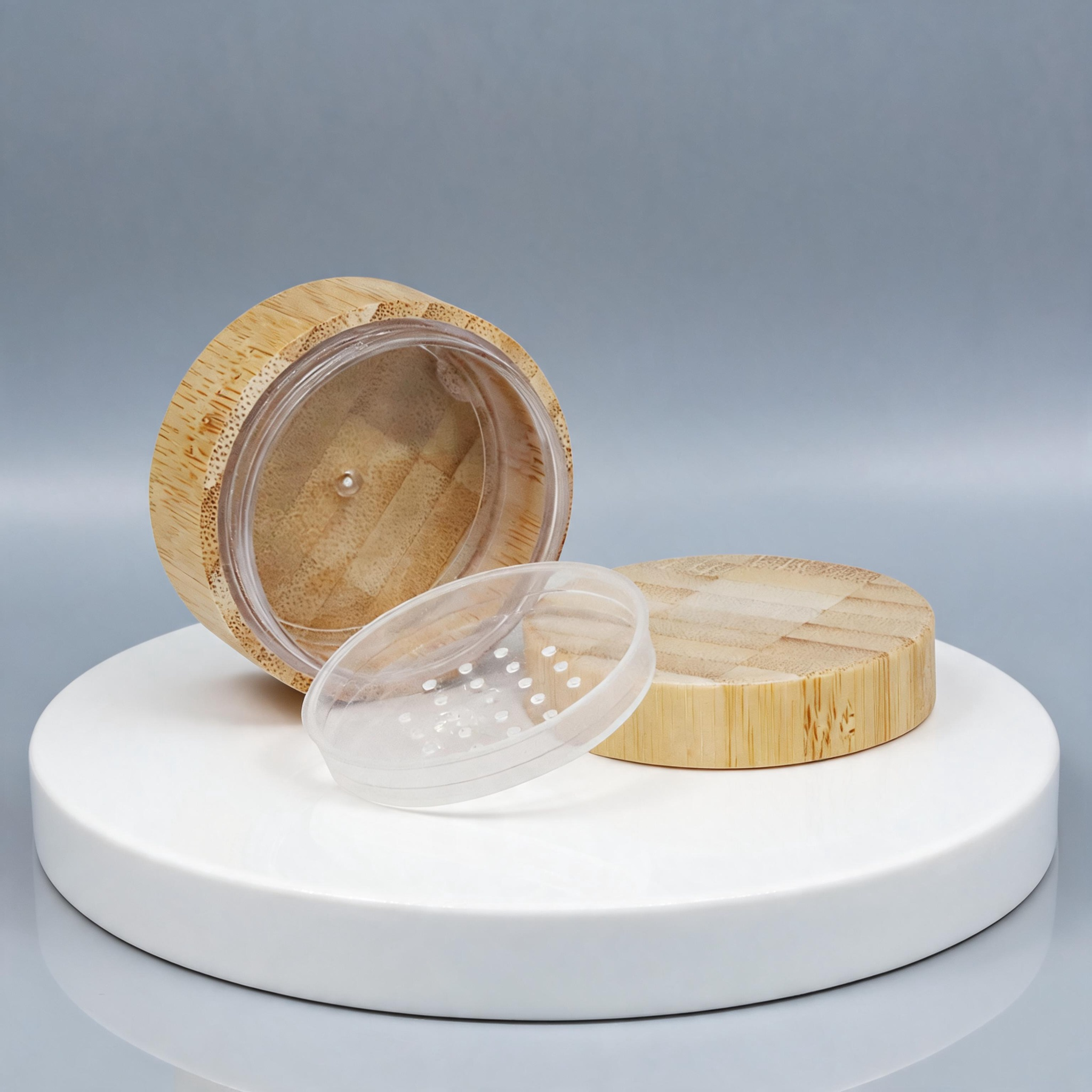 Quality Inner Plastic White Loose Powder Cosmetic Jar with Pp Cap Makeup Vanity Dressing Table Bathroom Loose Powder Container