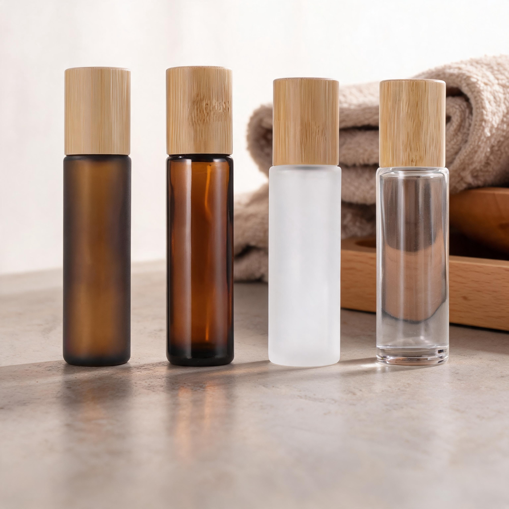 5ml Bamboo Roller Bottle Empty Essential Oil Perfume Roll on Glass Bottle Custom Cosmetic Packaging Private Label 5ml Bamboo Roller Bottle Empty Essential Oil Perfume Roll on Glass Bottle Custom Cosmetic Packaging Private Label