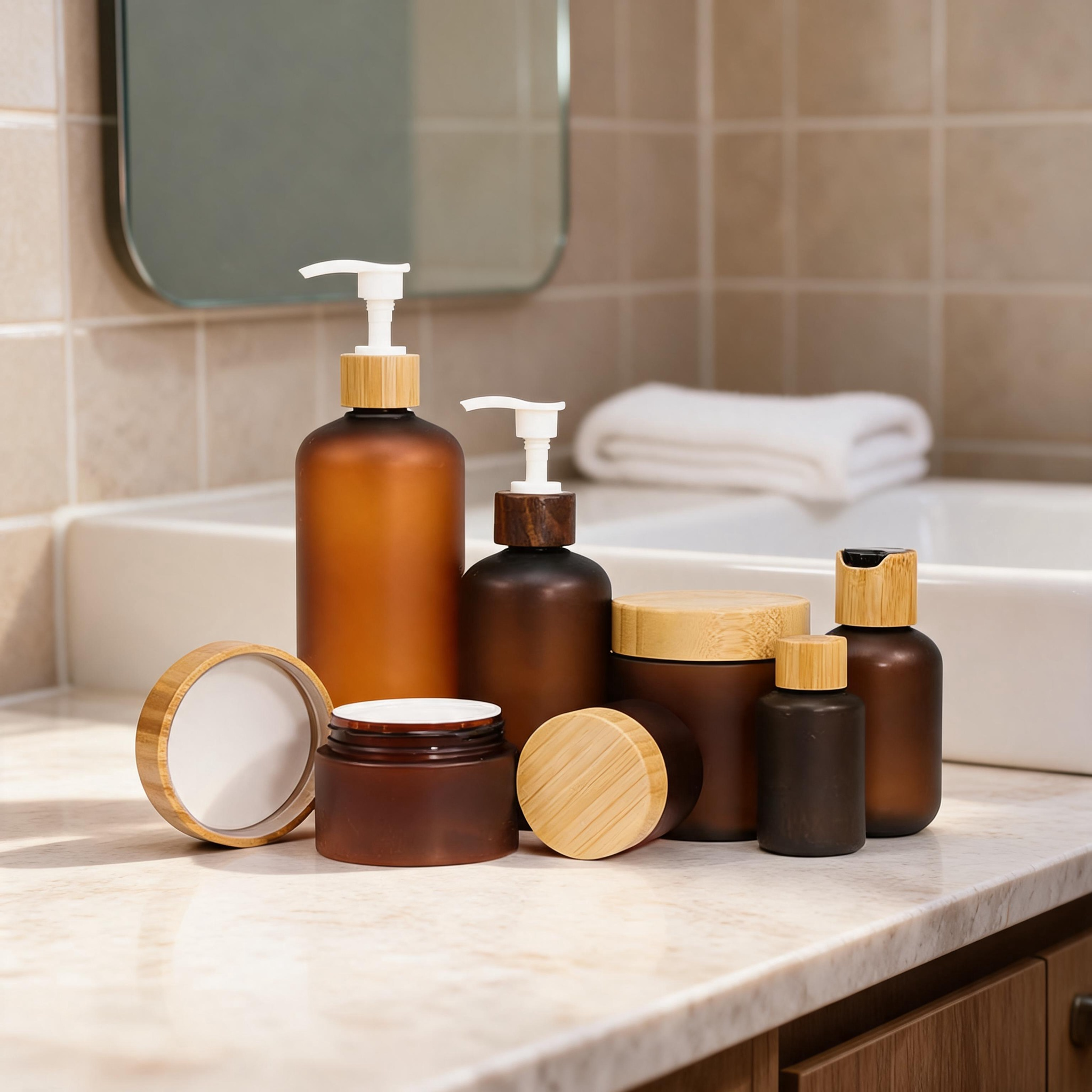 Bamboo Cosmetic Jar Bottle Cream Packaging Set Personal & Skin Care Shampoo Cosmetics Cosmetic Packaging Bamboo Cosmetic Jar Bottle Cream Packaging Set Personal & Skin Care Shampoo Cosmetics Cosmetic Packaging