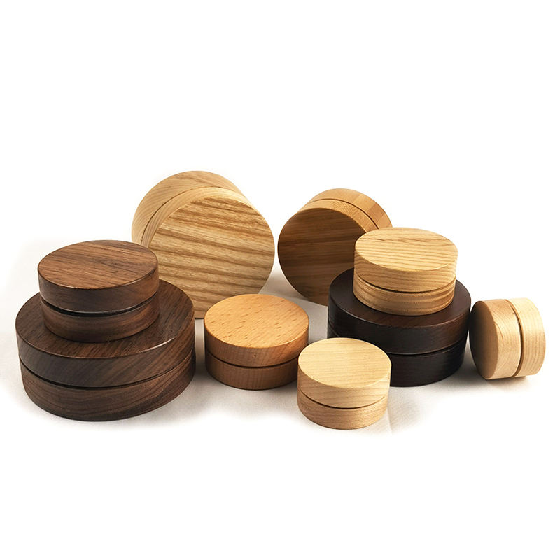 Natural Beauty Skincare Black Walnut Cosmetic Jar 80g Reusable Aluminum Cream Container with Dark Wooden Lid