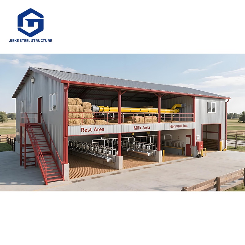 Modern Prefab Steel Structure Farm Building Economical Light-Weighted Barn House Dairy Cow Sheep Goat Chicken House Cattle Farm