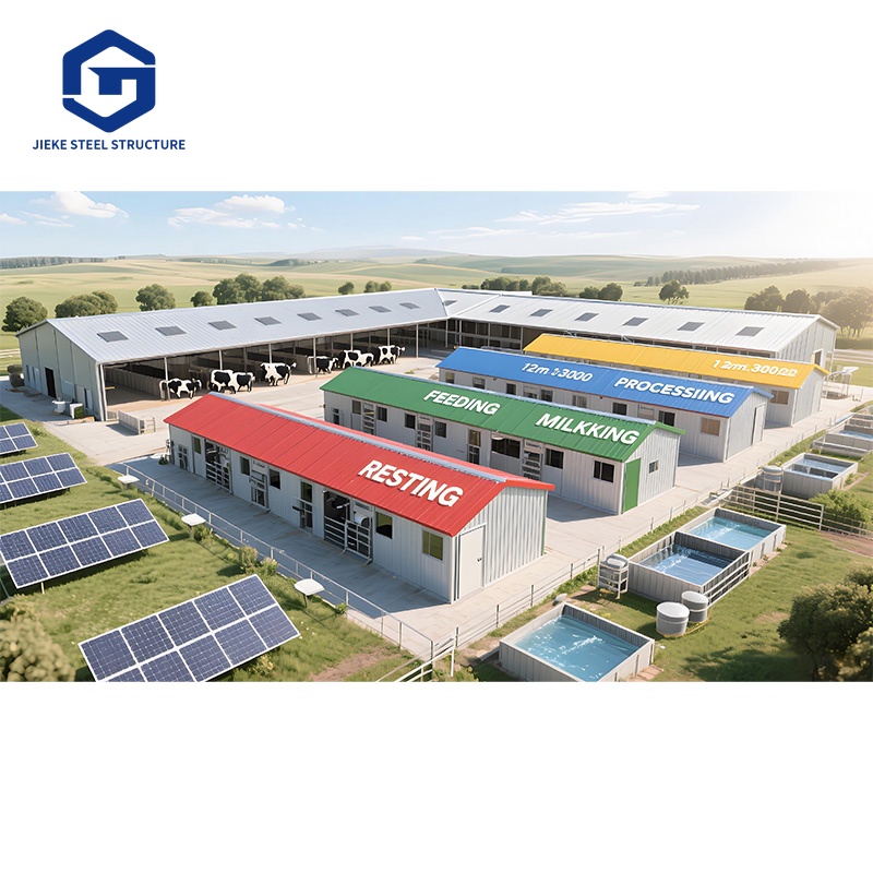 Modern Prefab Steel Structure Farm Building Economical Light-Weighted Barn House Dairy Cow Sheep Goat Chicken House Cattle Farm