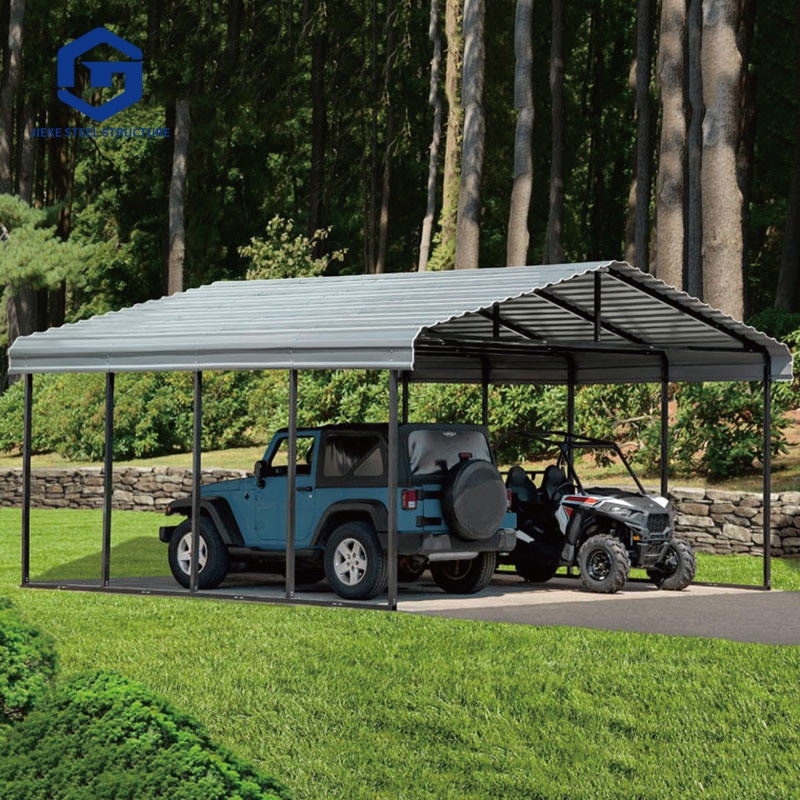 Modern steel structure caravan parking shelter, custom dimensions, galvanized frame and quick assembly garage kit
