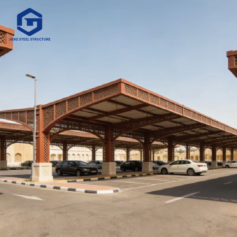 Modern steel structure caravan parking shelter, custom dimensions, galvanized frame and quick assembly garage kit