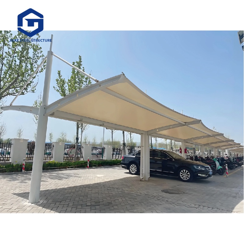 Modern steel structure caravan parking shelter, custom dimensions, galvanized frame and quick assembly garage kit