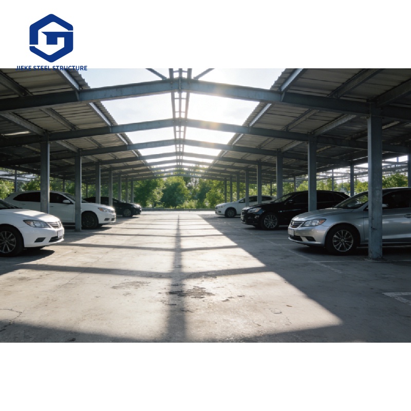 Steel structure four-vehicle metal garage parking shelter single-level parking shed