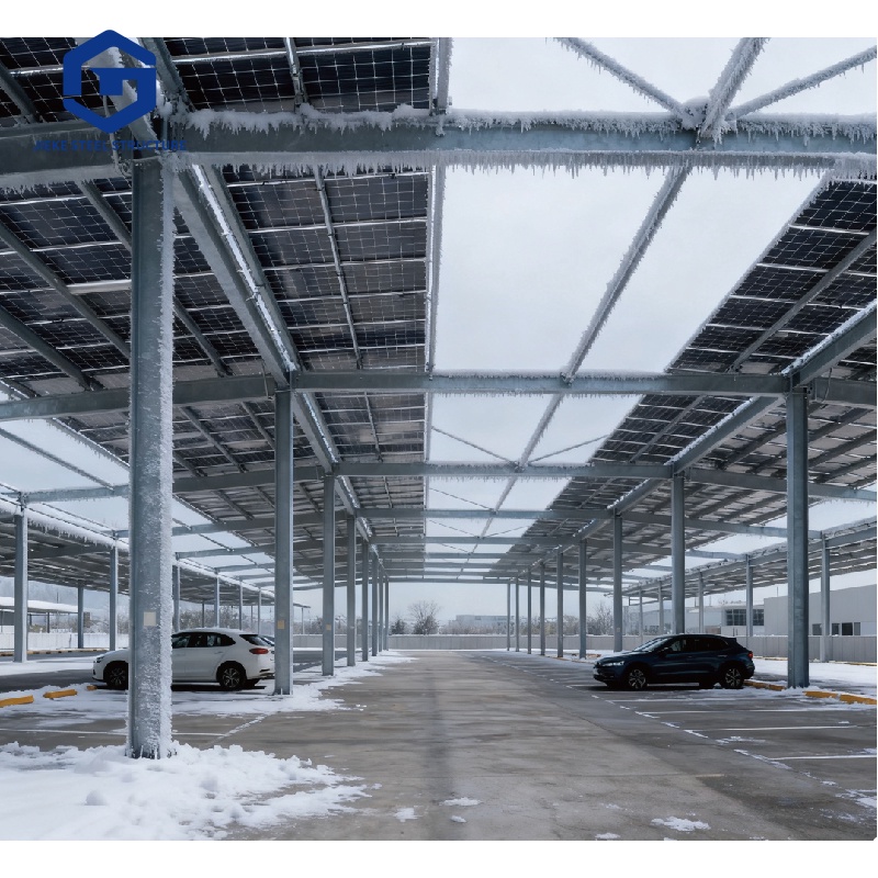 Parking lot, garage, prefabricated steel structure building, warehouse