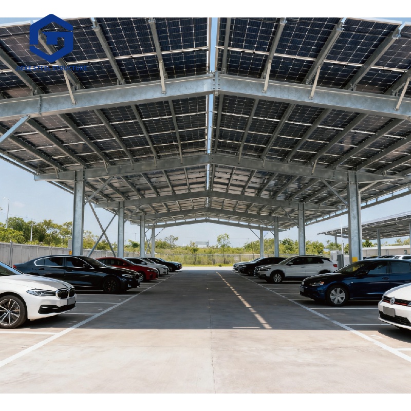 Parking lot, garage, prefabricated steel structure building, warehouse