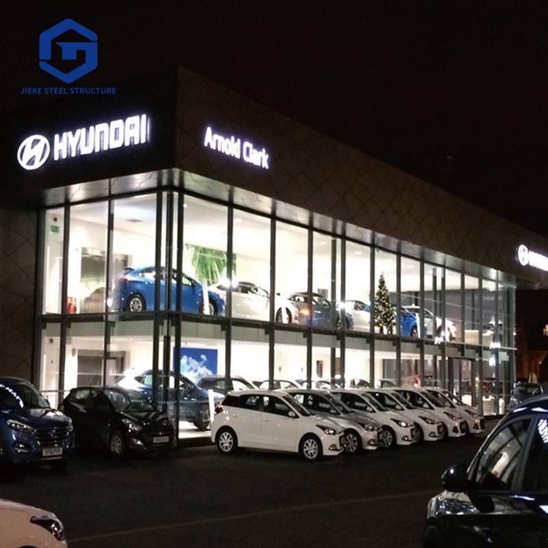 Prefab Steel Structure 4s Car Showroom and Car Exhibition Hall Structure Warehouse