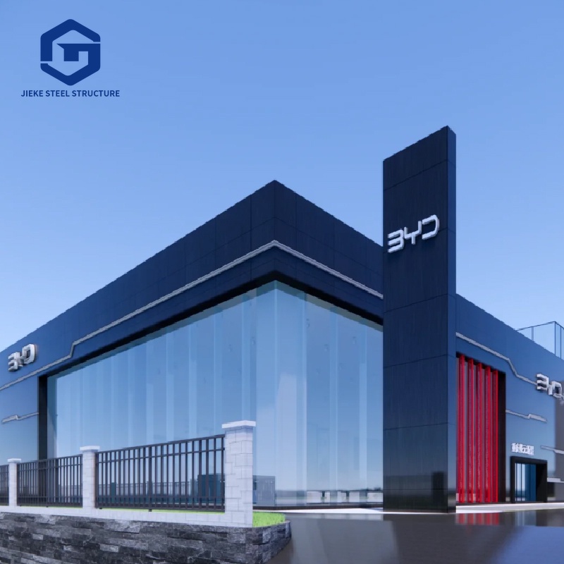 Prefabricated exhibition hall, steel structure, 4S car exhibition hall, steel structure building