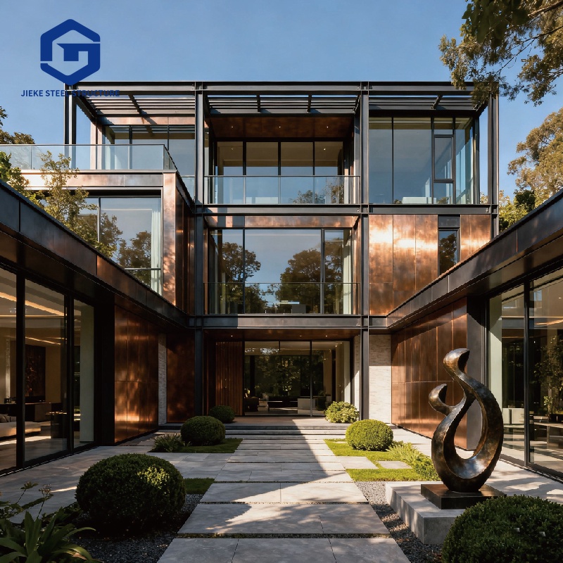 Waterproof and fireproof lightweight steel villa / Prefabricated steel structure building