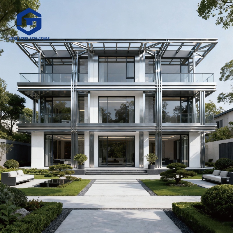 Waterproof and fireproof lightweight steel villa / Prefabricated steel structure building