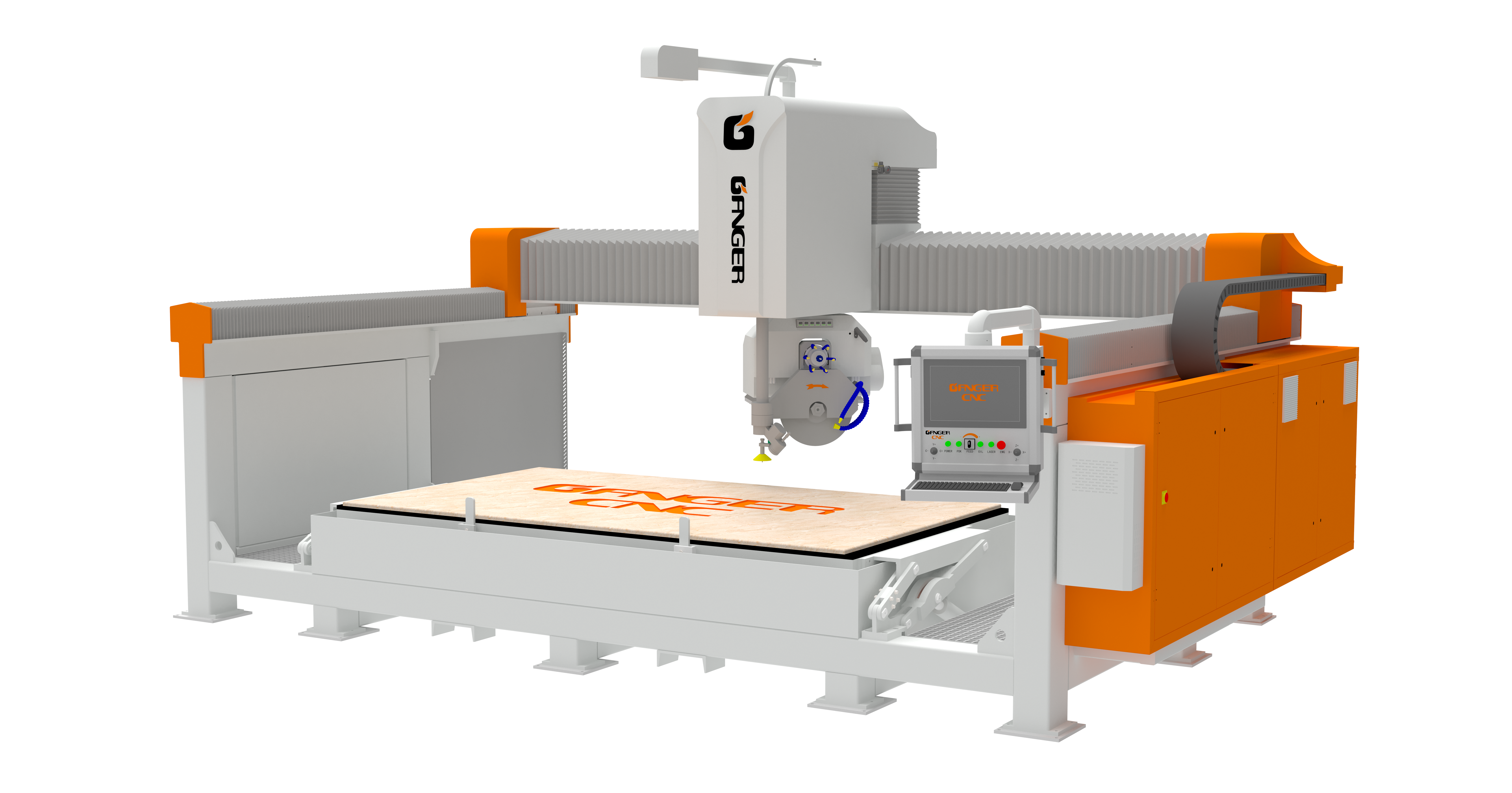 5 Axis Bridge Cutting Machine GQ-3220DSMW (Sawjet: saw blade + waterjet) 5 Axis Bridge Cutting Machine GQ-3220DSMW (Sawjet: saw blade + waterjet)