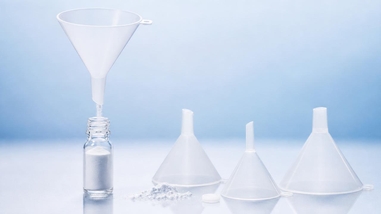 How Powder Funnel Shape Affects Transfer Loss