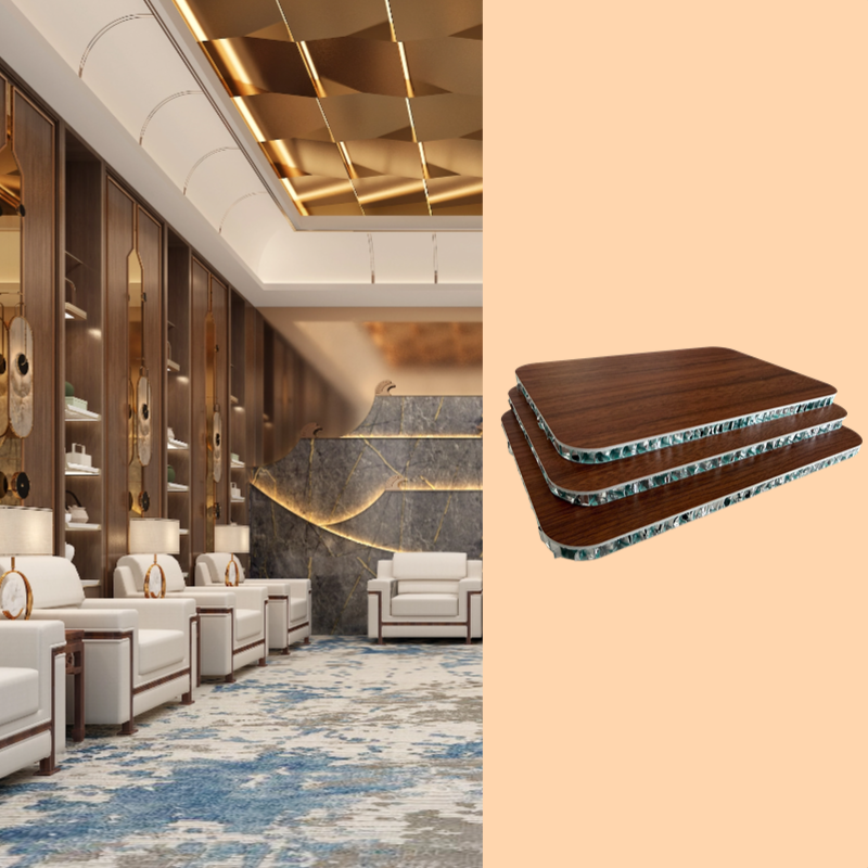Wood Grain SPC Aluminum Honeycomb Panel Anti Collision Aluminum Honeycomb Plate For Indoor Application