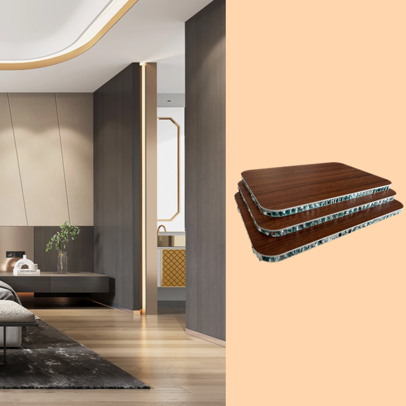 Wood Grain SPC Aluminum Honeycomb Panel Anti Collision Aluminum Honeycomb Plate For Indoor Application