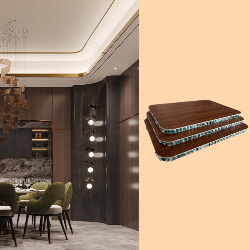 Wood Grain SPC Aluminum Honeycomb Panel Anti Collision Aluminum Honeycomb Plate For Indoor Application